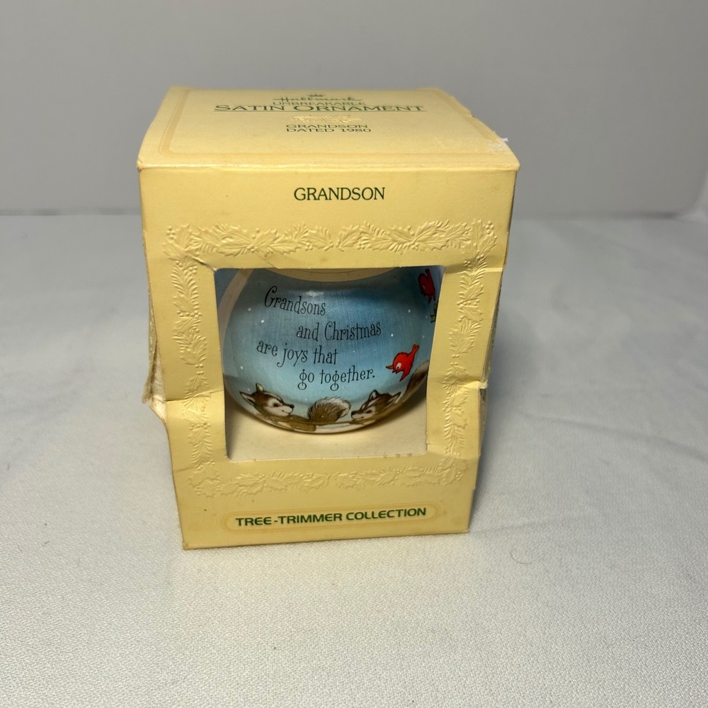 Hallmark Unbreakable Satin Ornament Grandson 1980 Tree Trim Collection Snowman